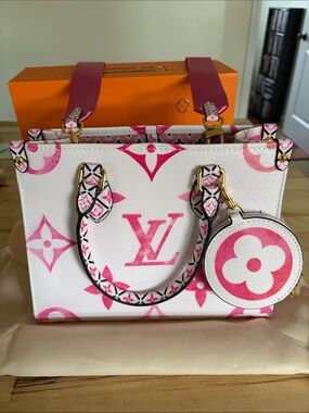 Louis Vuitton Pink & White Monogram Canvas Petite Tote with Coin Pouch